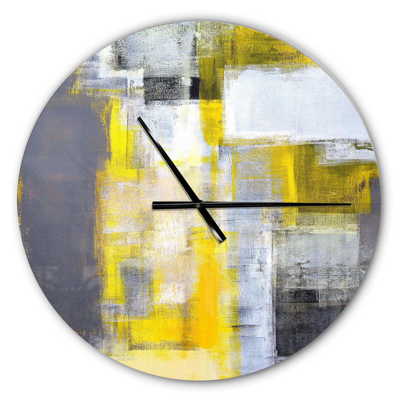 Designart Gray & Yellow Blur Abstract Modern Wall Clock